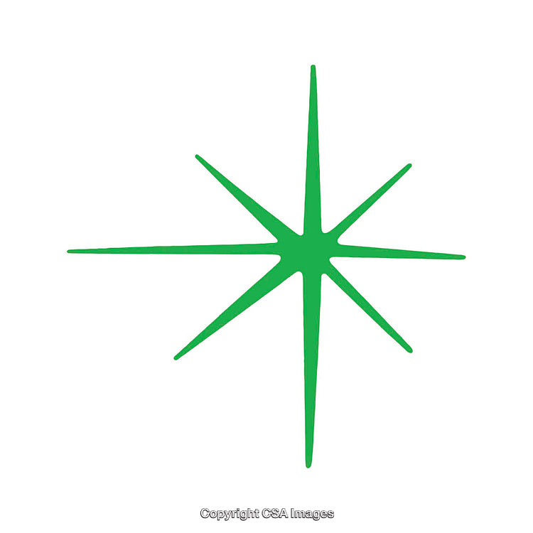 Green Eight-Point Star Shape Symbol on White Background