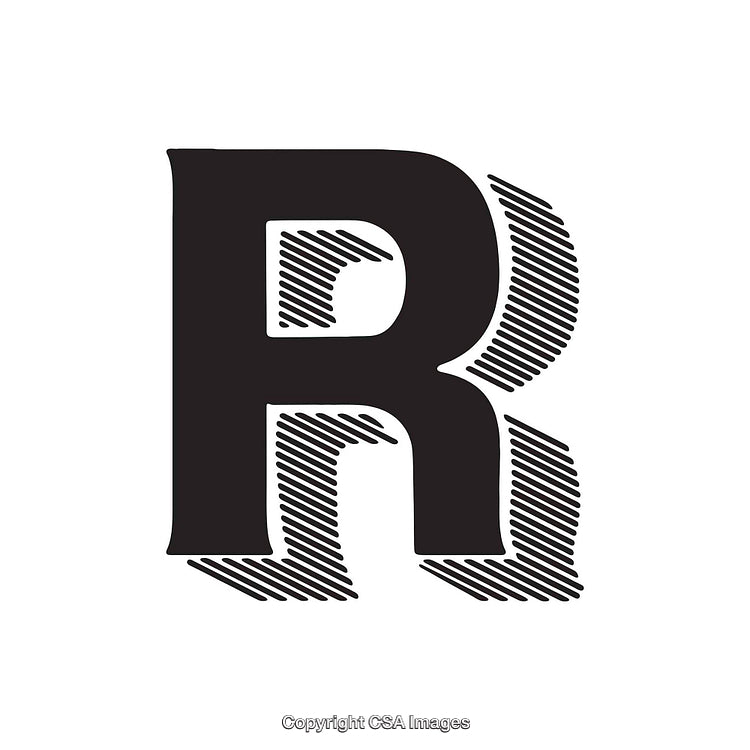 Bold Letter R with Creative Shading Design on White Background