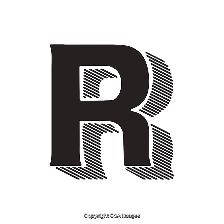 Bold Letter R with Creative Shading Design on White Background