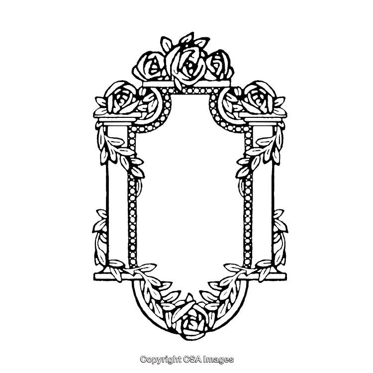 Vintage Decorative Floral Black And White Border Design
