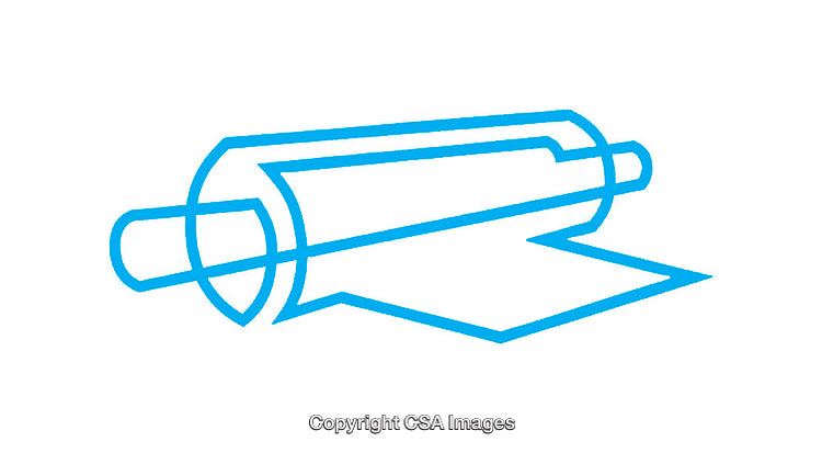 Blue Icon of a Rolled Sheet Illustration on a White Background
