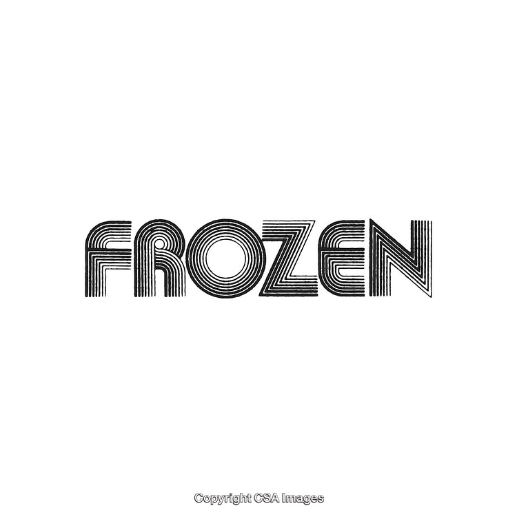 Stylized Frozen Typography Artwork with Geometric Line Design