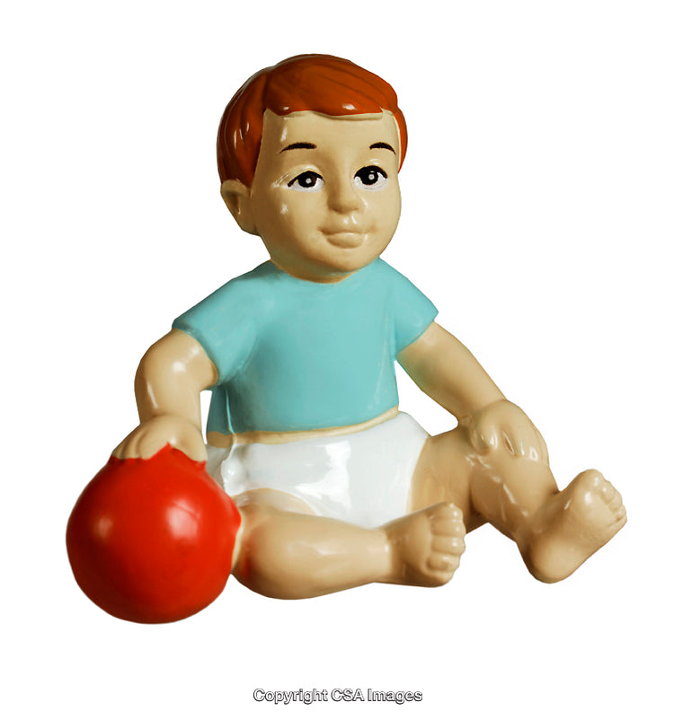 Adorable Figurine of a Child Seated with a Red Ball