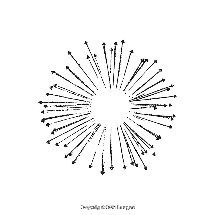 Monochromatic Array of Radiating Arrows in a Geometric Style
