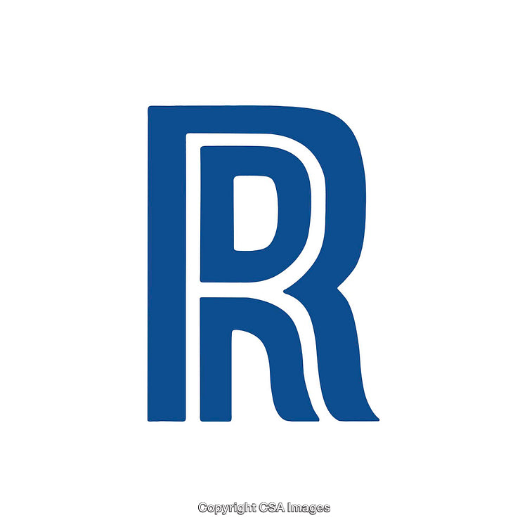 Stylized Blue Letter R on a White Background