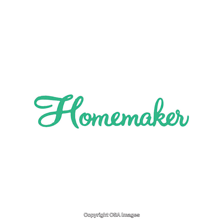 Elegant Green Handwritten Text of The Word Homemaker on White Background