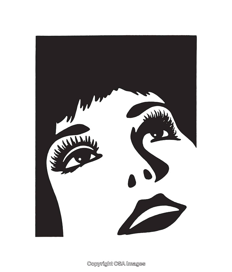 Black And White Pop Art Illustration of a Stylized Woman’s Face