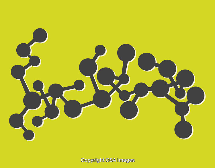 Illustration of Molecular Structure with Yellow-Green Background Accents