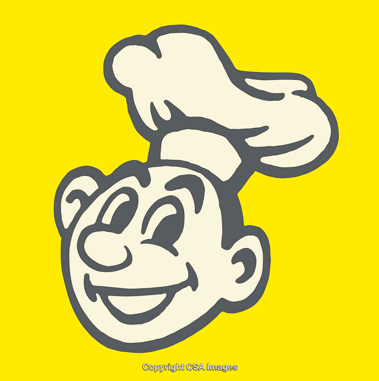Bright Chef Character Line Art with a Yellow Background