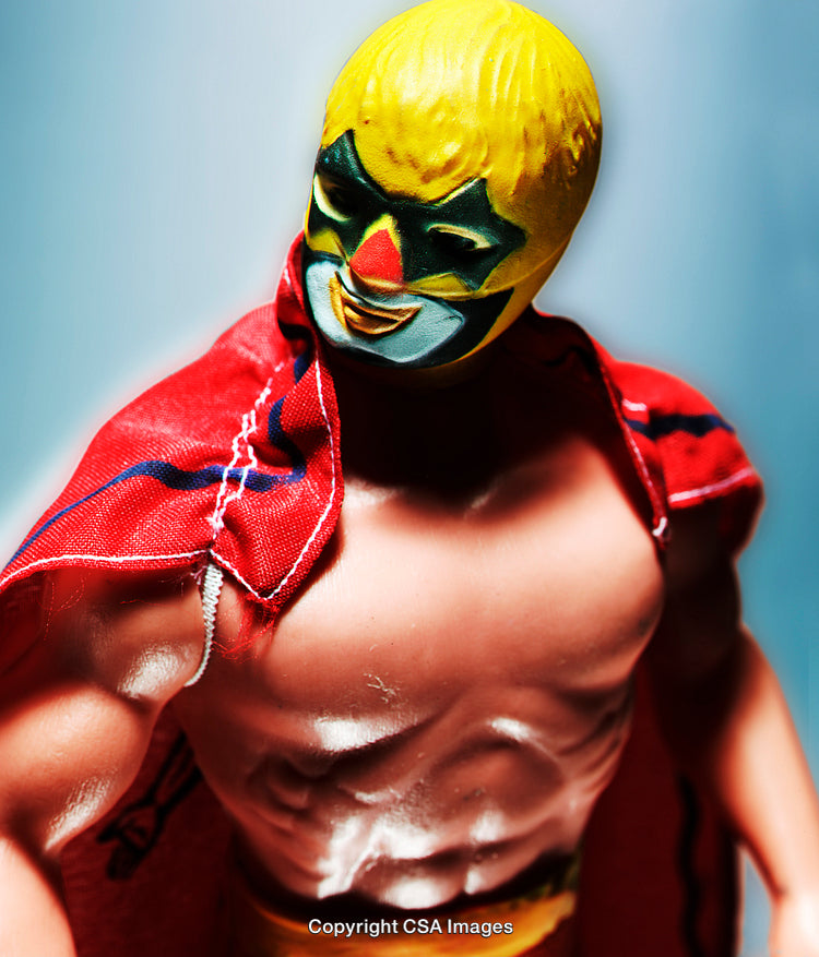 Colorful Plastic Toy Figure Featuring a Mask and Cape