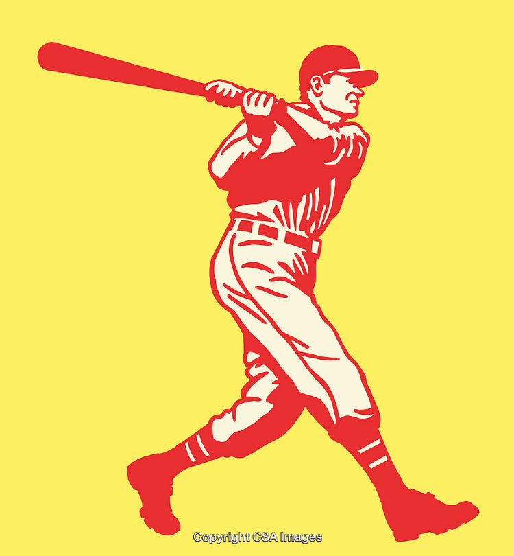 Vintage Baseball Player Swinging Bat Vector Illustration