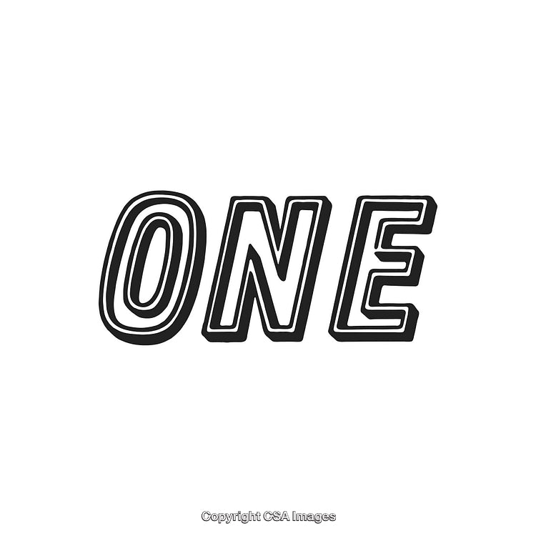 Bold Typography Illustration of the Word ONE in a Black and White Style