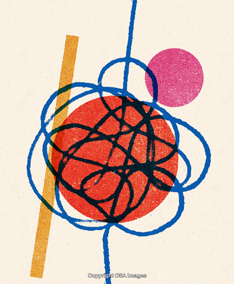 Abstract Artistic Composition With Geometric Shapes and Colorful Accents