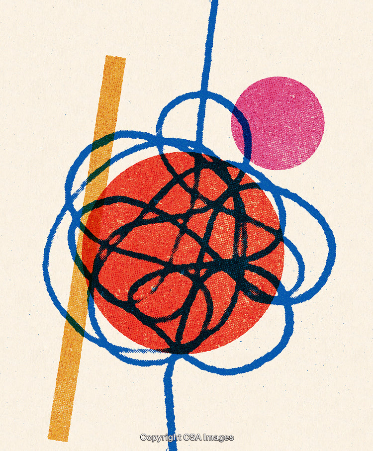 Abstract Artistic Composition With Geometric Shapes and Colorful Accents