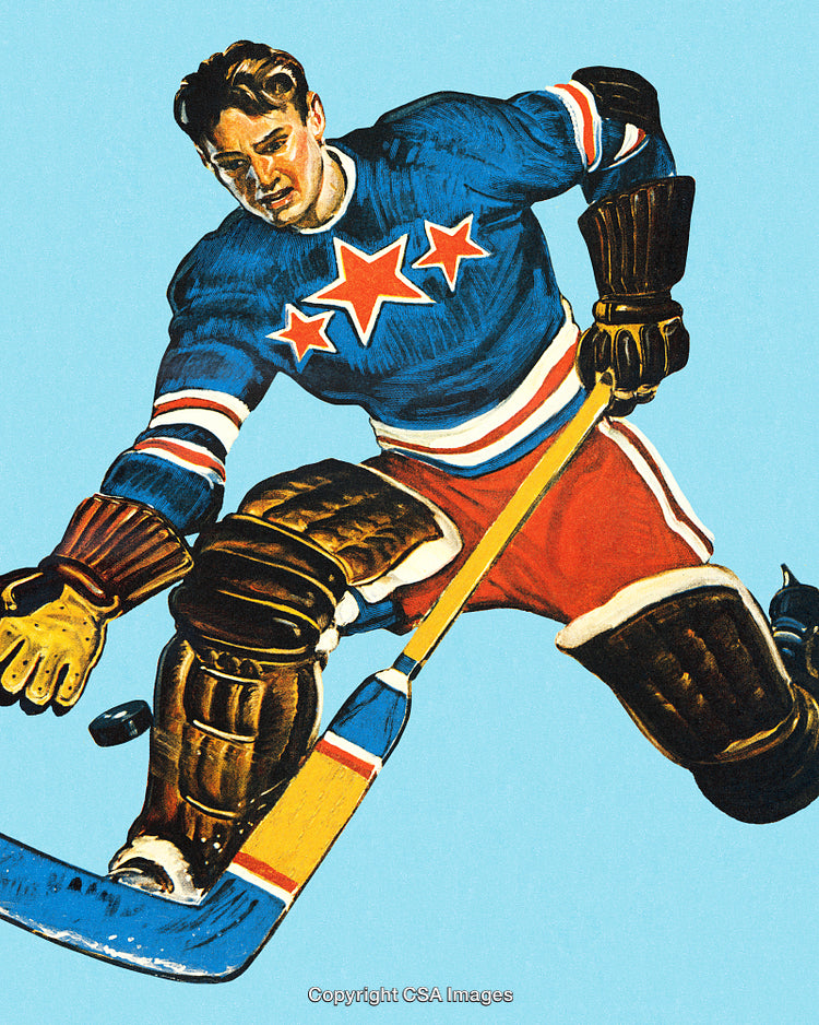 Vintage Style Illustration of a Hockey Player in Action