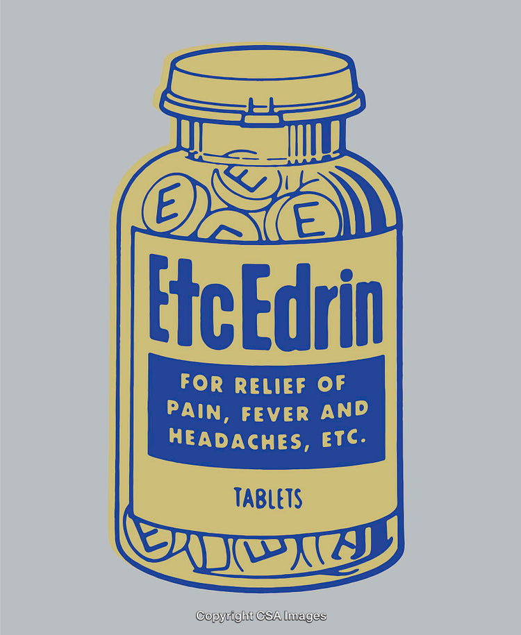 Colorful Line Art Illustration of Medicine Bottle With Engaging Text