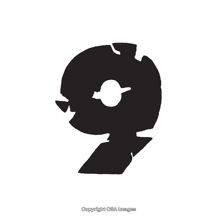 Abstract Black Number Nine Negative Shape on White Background