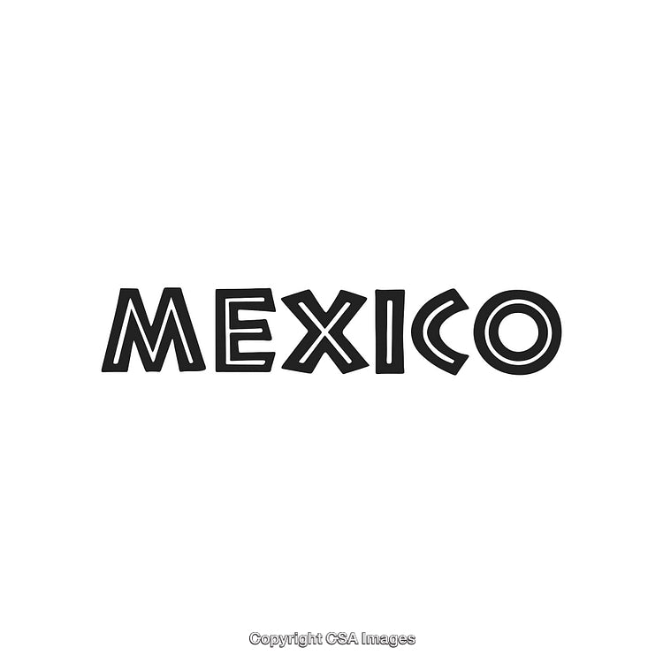 Stylized Mexico Word Art with Bold Black Typeface on White Background