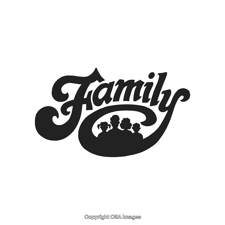 Silhouette Family Design With Bold Typography Symbolizing Togetherness and Community
