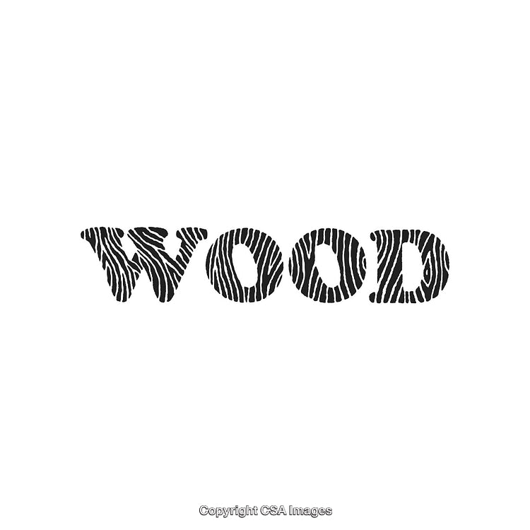 Decorative Wood Grain Themed Typography Design on White Background