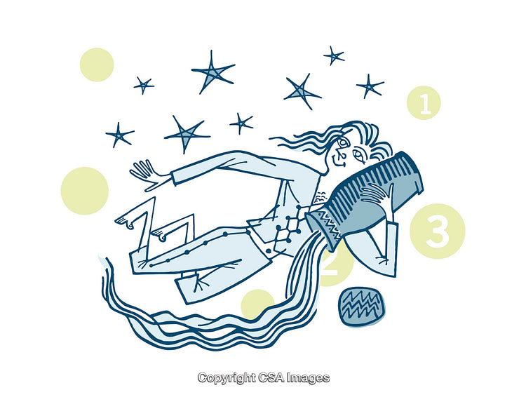 Creative Illustration of Aquarius Zodiac Sign with Artistic Stars and Shapes