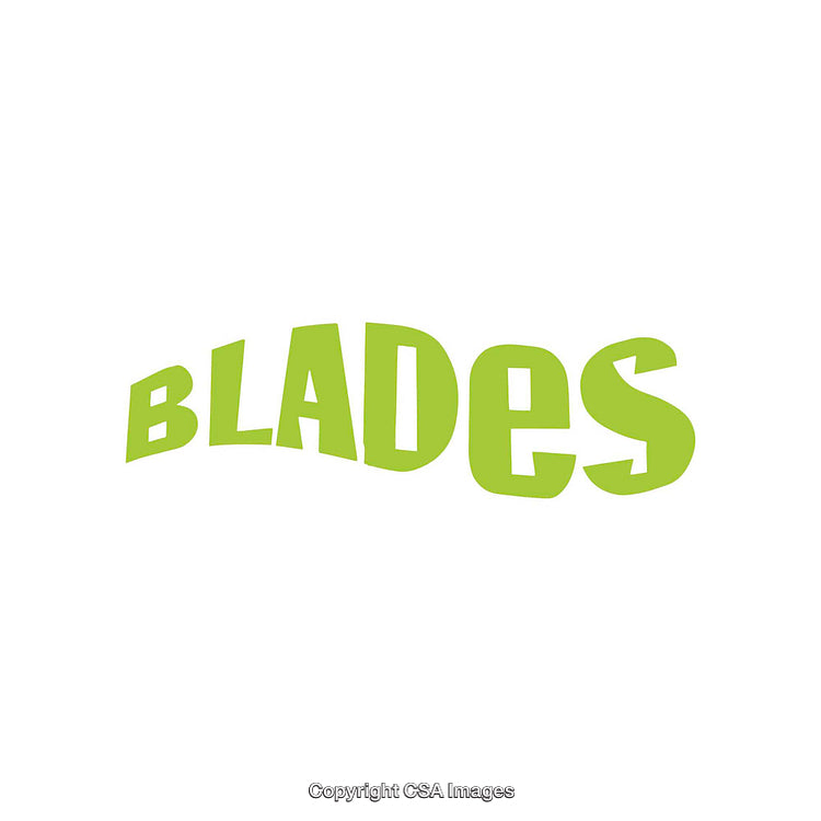 Green Blades Word Art Design on a White Background