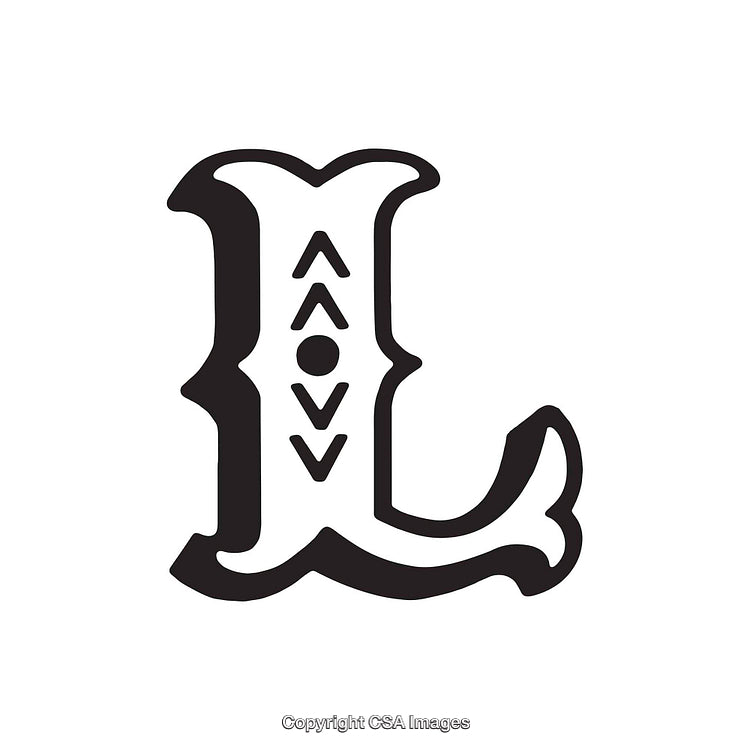 Artistic Representation of the Letter L with Geometric Embellishments