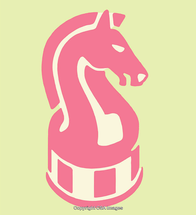 Colorful Knight Chess Piece Illustration in Pink and Light Green