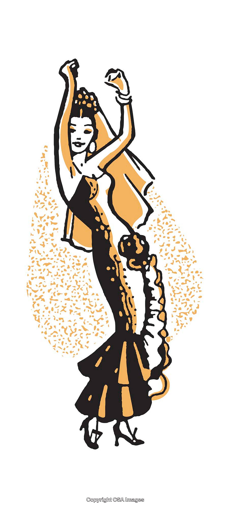 Colorful Illustration of a Smiling Flamenco Dancer in Traditional Attire