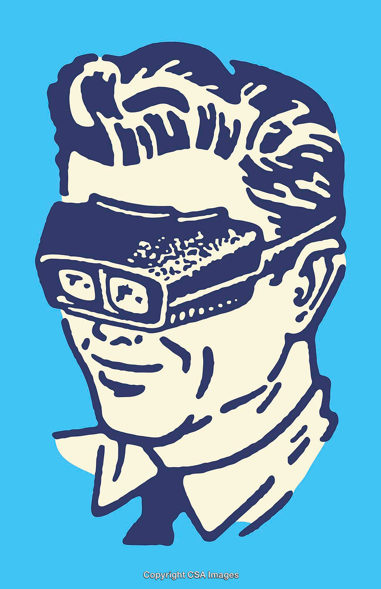 Retro Illustration of a Man Wearing Unique Glasses with a Vintage Style