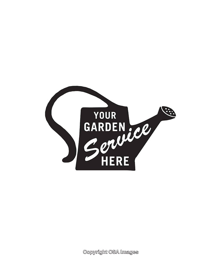 Monochrome Garden Service Logo Design Featuring Watering Can Icon