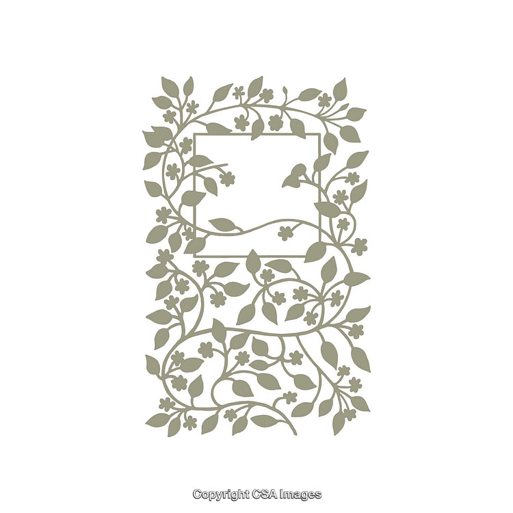 Elegant Floral Decorative Design With Leafy Patterns and Central Frame