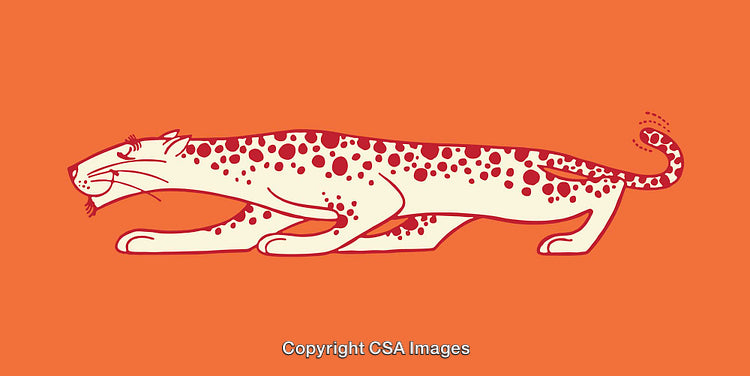 Playful Leopard Illustration in Vibrant Orange and White Style