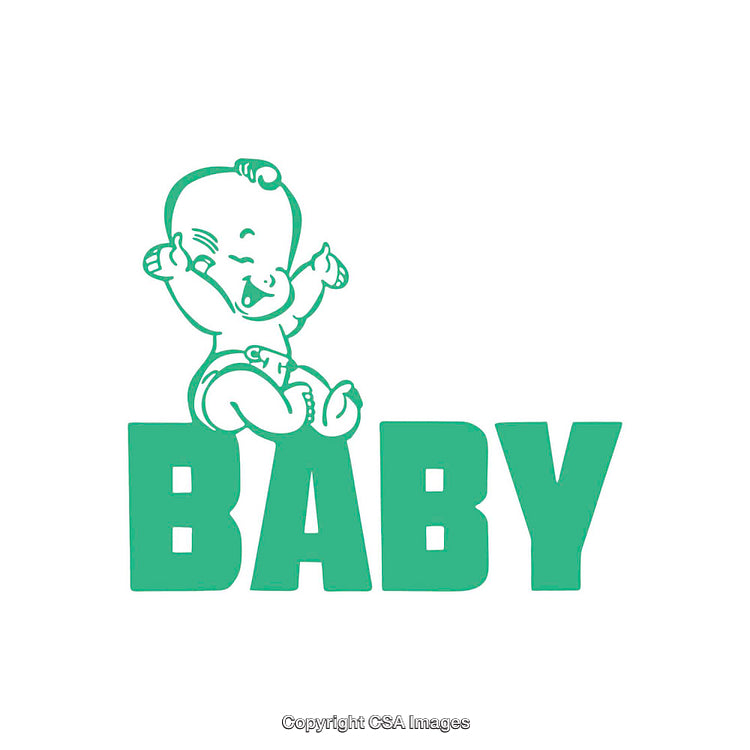 Green Illustrated Baby Logo Featuring a Smiling Infant