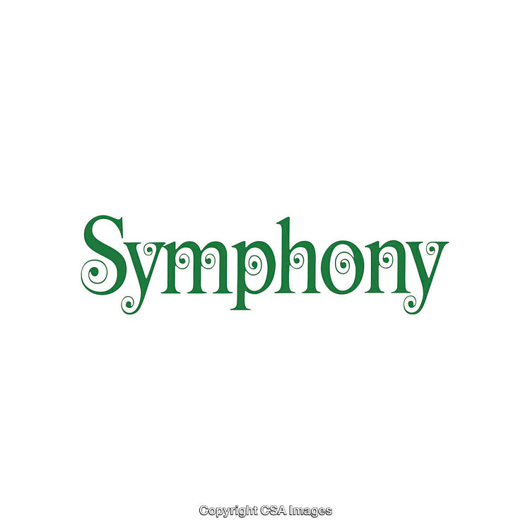 Symphony Text Design in Decorative Green Typography on White Background