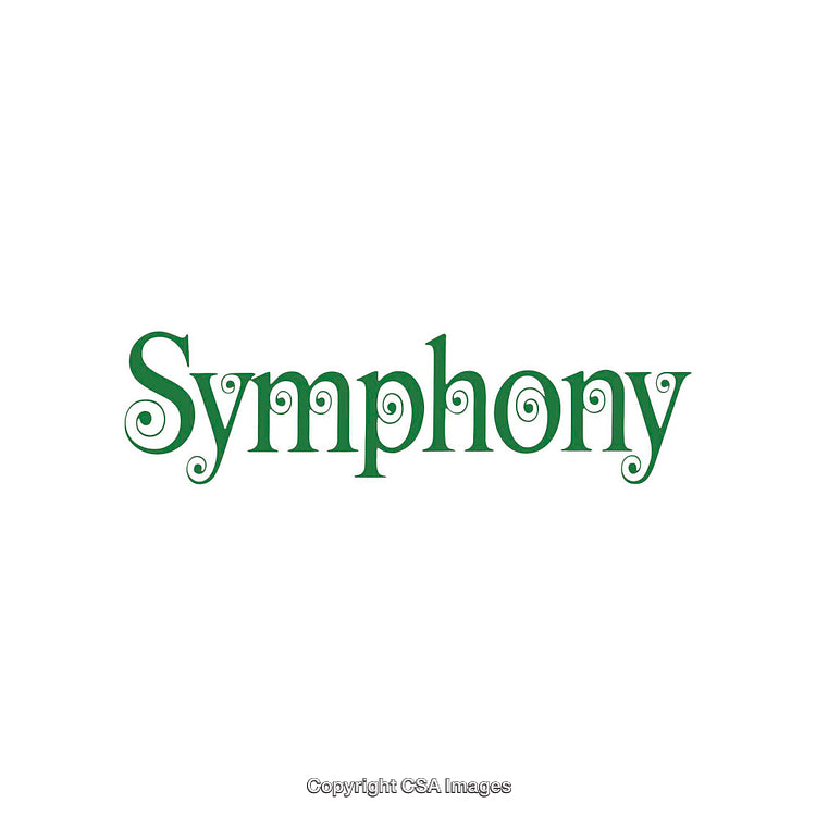 Symphony Text Design in Decorative Green Typography on White Background