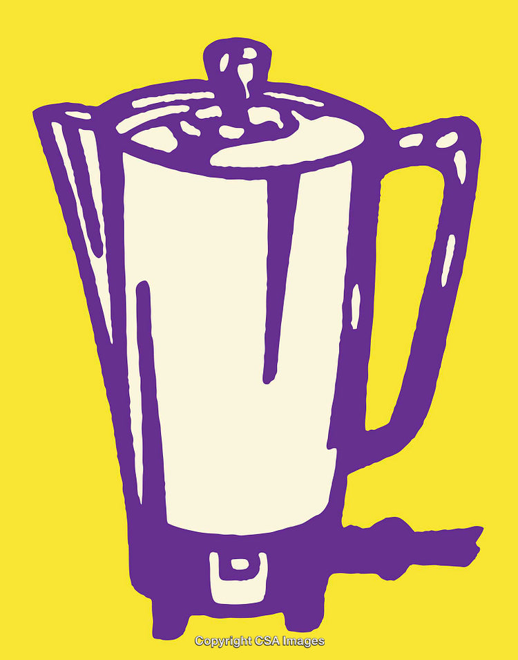 Vibrant Line Art Illustration of a Modern Kitchen Appliance on Yellow Background