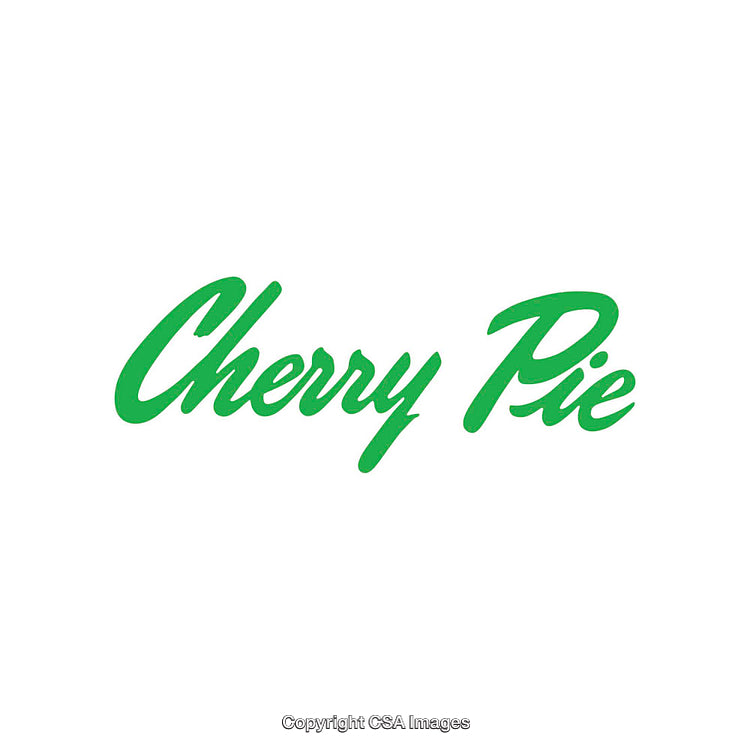 Green Script Text Reading 'Cherry Pie' on White Background