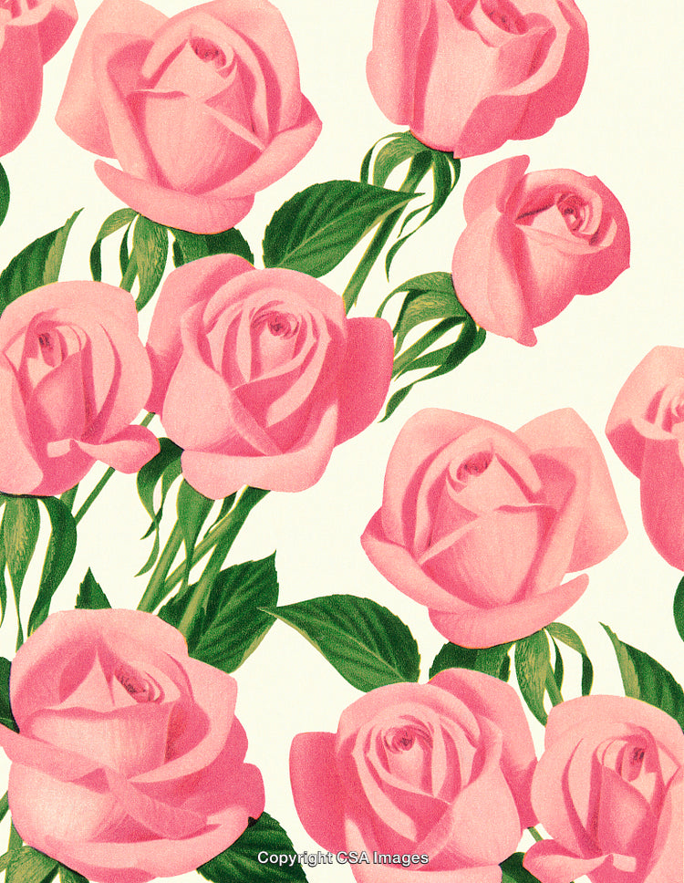 Seamless Pattern of Beautiful Pink Roses with Vibrant Green Leaves