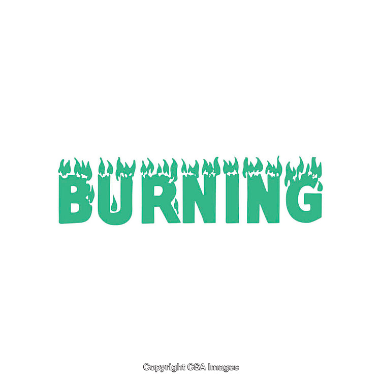 Green Burning Typography With Flame Decoration on White Background