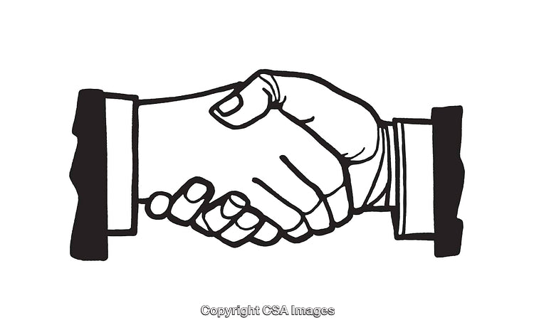 Black and White Line Art of a Handshake Illustration