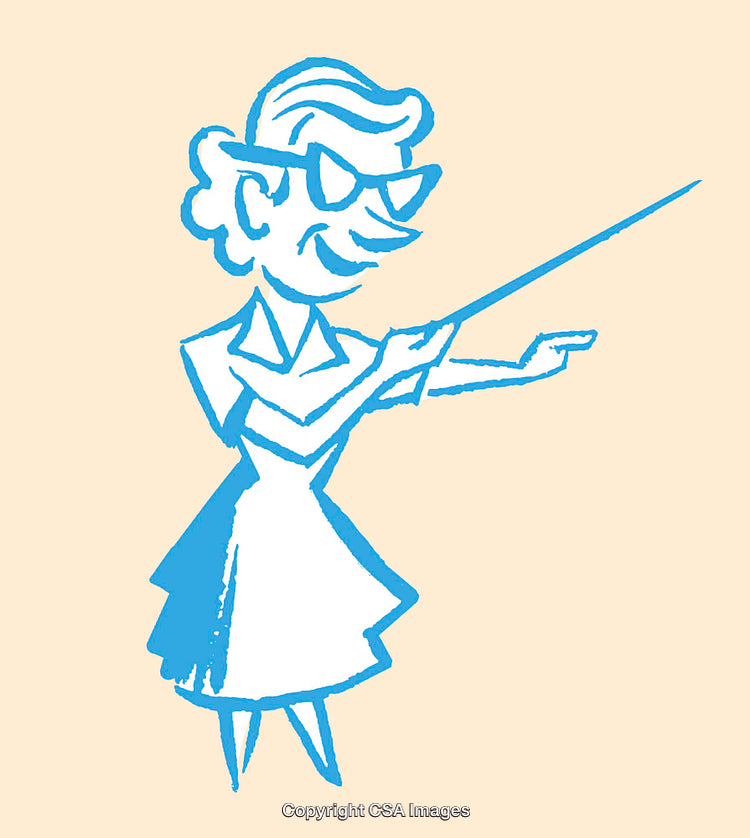 Retro Style Illustration of a Teacher With Pointer and Glasses