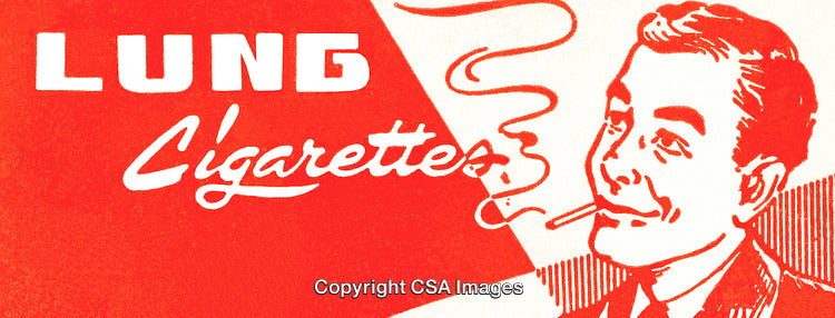Retro Cigarette Advertisement with Smiling Man and Bold Typography