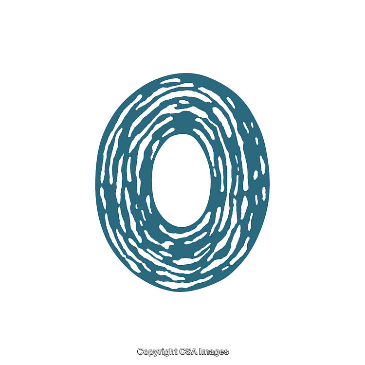 Blue Textured Artistic Letter O Design on White Background