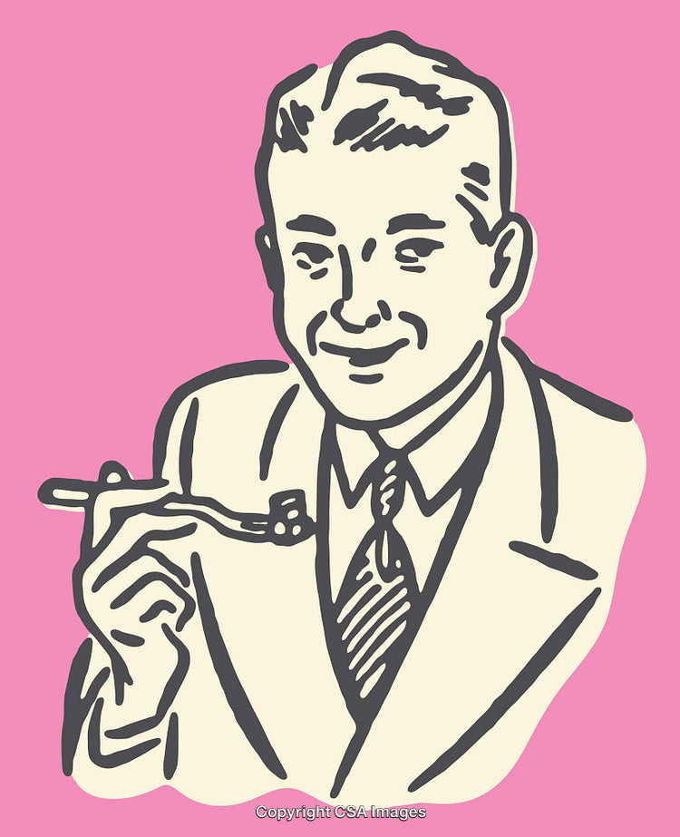 Retro Illustration of a Gentleman Enjoying a Meal in Vintage Style