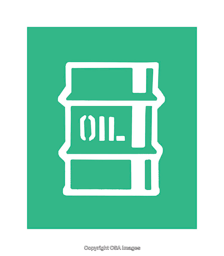 Minimalist White Oil Barrel Icon on Solid Green Background