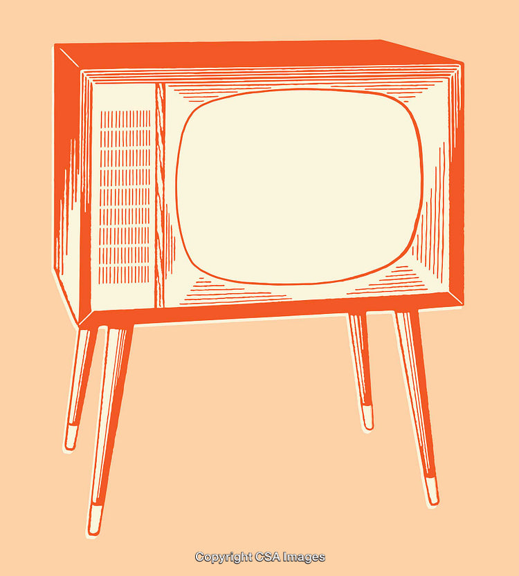 Retro Illustration of a Vintage Television on a Peach Background