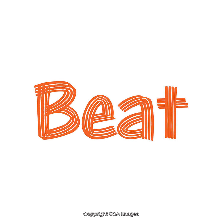 Bold Orange Stylized Text Design with the Word 'Beat' on White Background