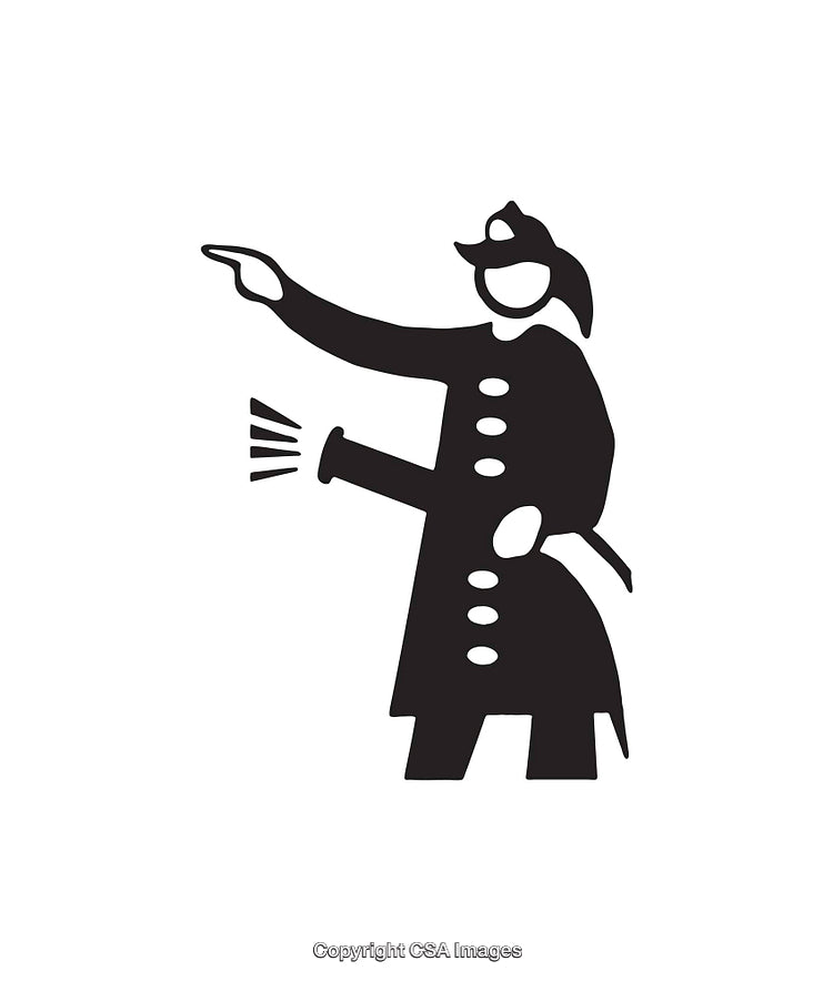 Simple Black and White Firefighter Icon Illustration