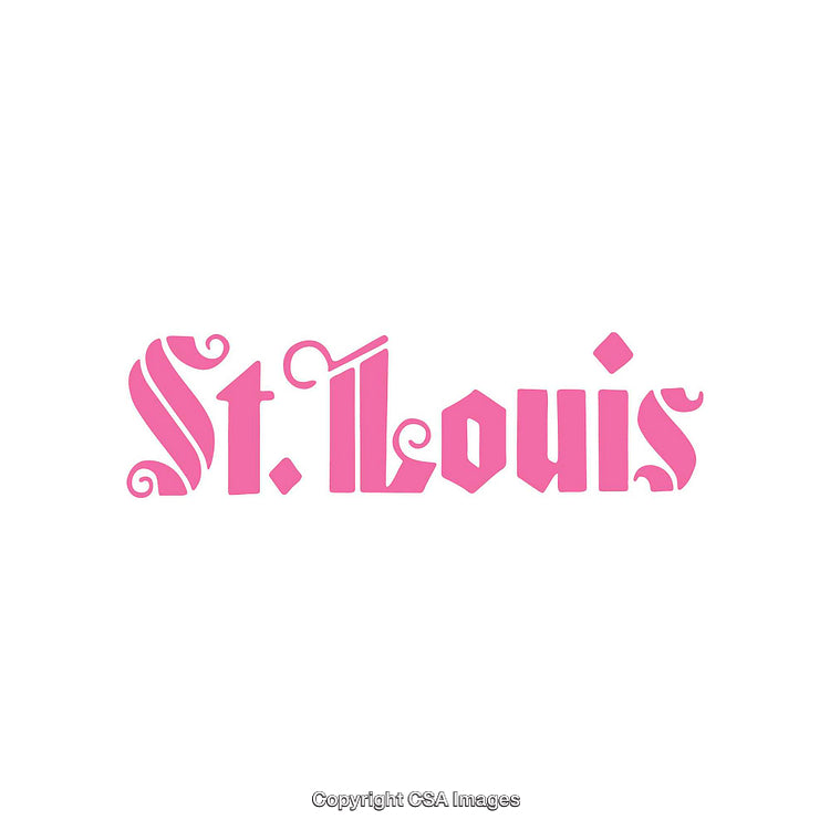 Decorative Pink Text Design Featuring 'St. Louis' in Ornamental Style